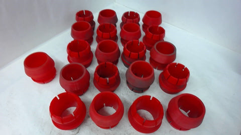 LOT OF 21, URETHANE BUSHINGS AS PICTURED, 3" LONG X 2-5/16" ID