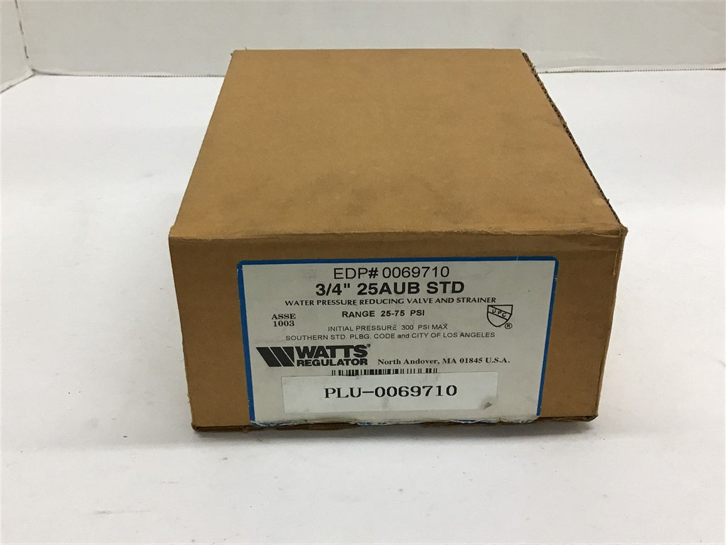 Watts EDP# 0069710 Water Pressure Reducing Valve 25-75 PSI