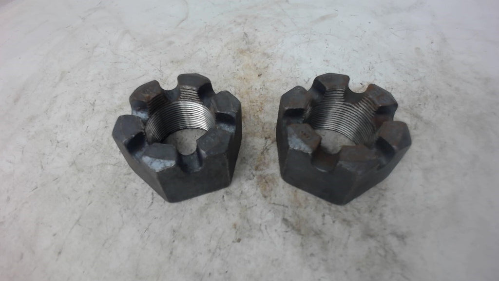 LOT OF 2, HEX CASTLE NUTS, 1-3/4"-13, 2-11/16" WRENCH SIZE, 1-3/4" DEPTH