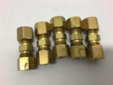 1/4" Brass Compression Coupling with Ferrell Lot of 5