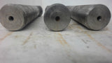 Lot Of 3, Steel Pins 6" Long X 1-1/4" Od, With Flange/Flatted Head