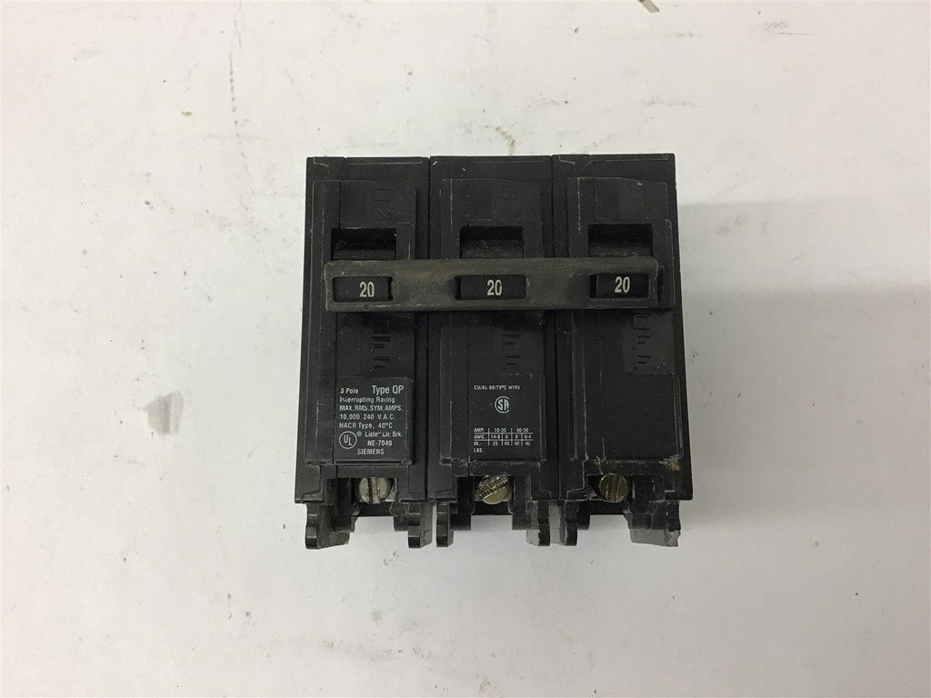 Siemens QP 3 Pole 20 Amp 240 Vac Circuit Breaker