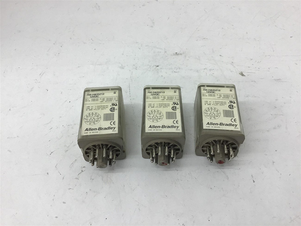 Allen-Bradley 700-HA33Z12 12 VDC Relay Lot of 3