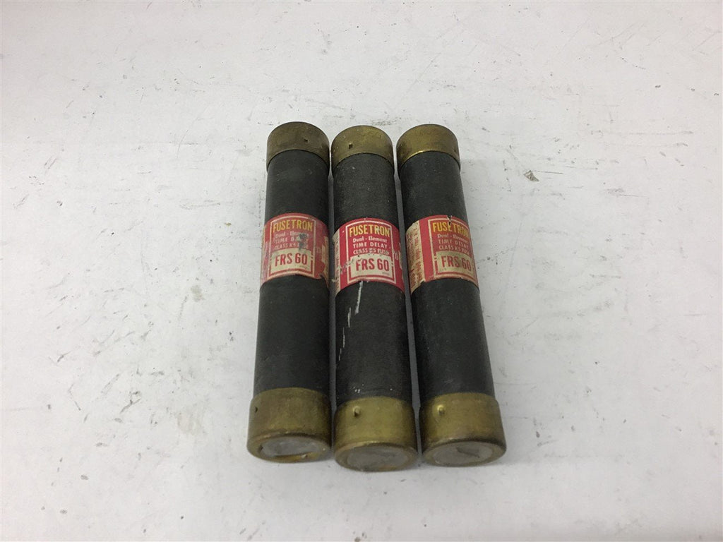 Fusetron FRS60 Dual Element Time Delay Fuse 60 Amp 600 Volts lot of 3