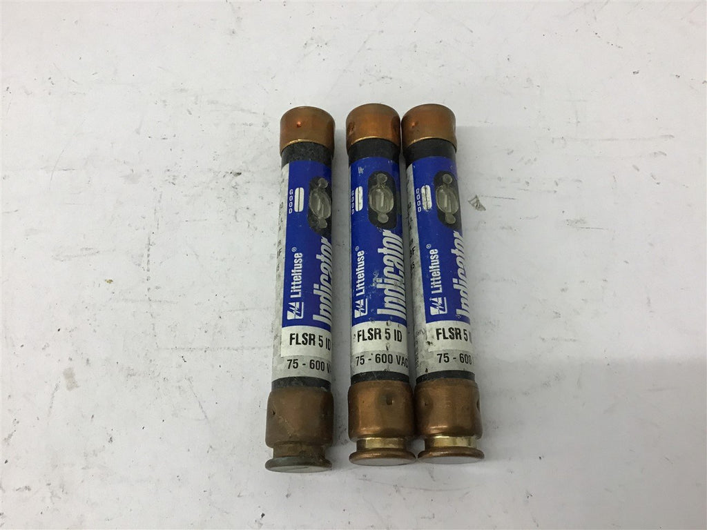 Littelfuse FLSR 5 ID Indicator Fuses Lot of 3 5 Amp 75-600 VAc