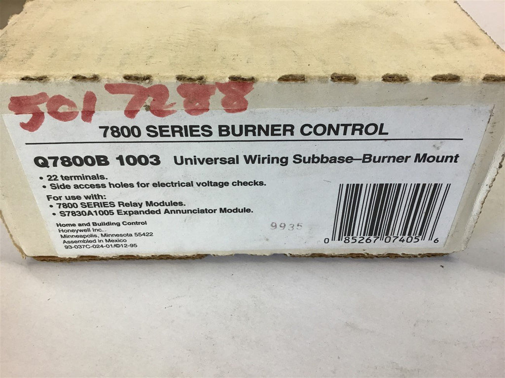 Honeywell 7800 Series Q7800B 1003 Burner Control Base