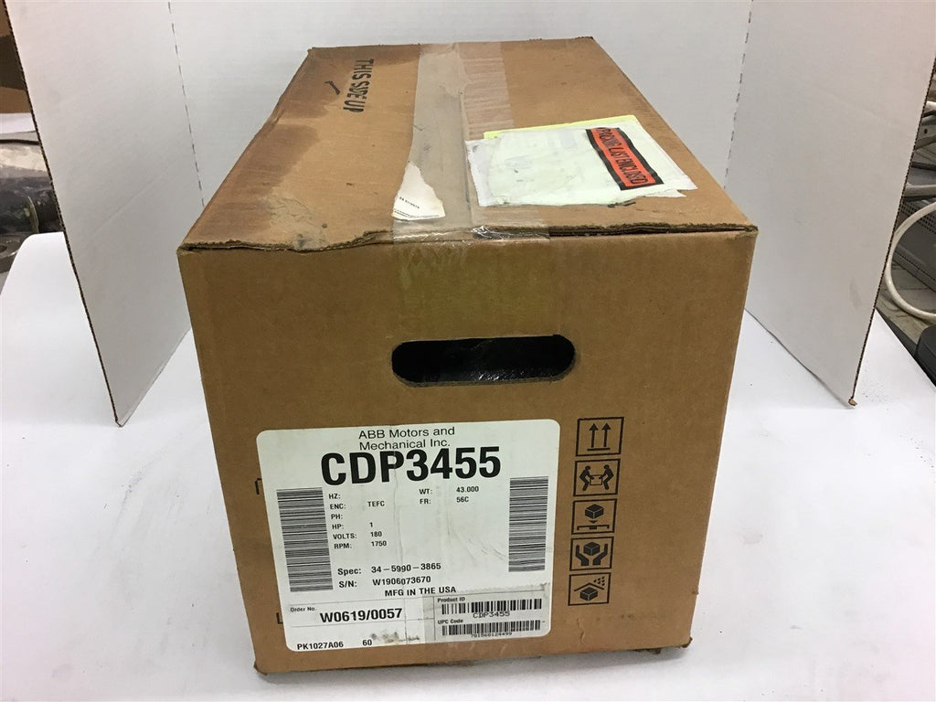 Baldor CDP3455 1 Hp DC Motor 180 Volts 1750 Rpm 56C Frame TEFC