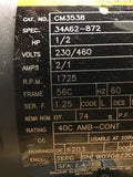 Baldor CM3538 1/2 HP AC Motor 230/460 volts 1725 Rpm 4P 56C Frame