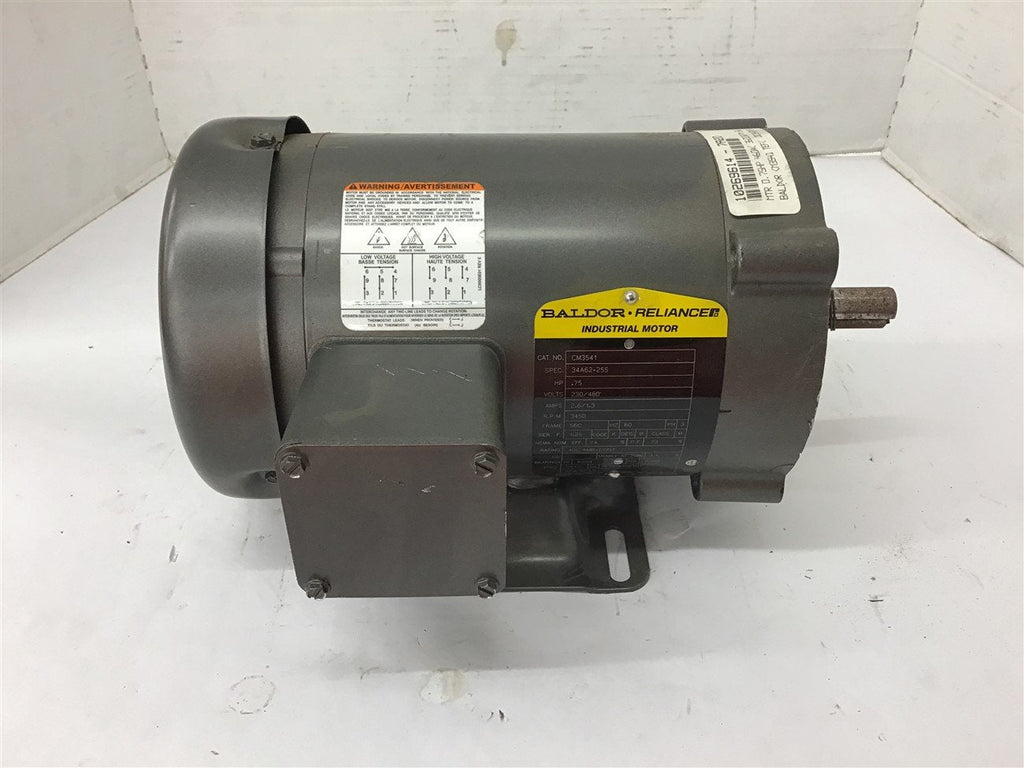 Baldor CM3541 .75 HP AC Motor 230/460 Volts 3600 Rpm 2P 56C Frame