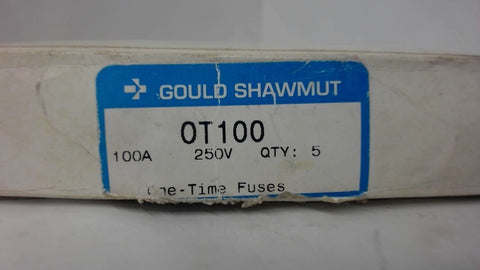 Lot Of 5, Gould-Shawmut, Ot100, One-Time Fuses, 100 Amps, 250 Vac