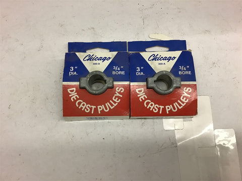 Chicago 300-A 3' Dia 3/4" bore single Groove Pulley Lot of 2