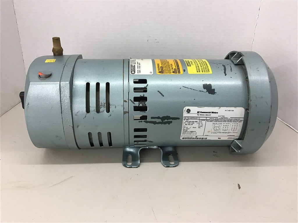 GAST 1023-101Q-G279 3/4 HP VACUUM PUMP 208-230/380-460 volts 1725/1425 Rpm