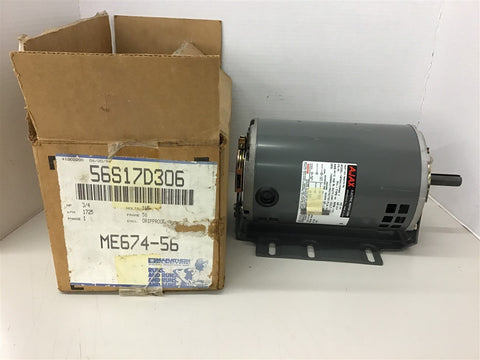 Marathon 56S17D306 3/4 Hp AC Motor 115 Volts Single Phase 1800 Rpm 4P 56 Frame