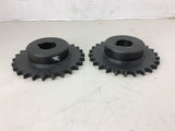 40 26 Sprocket 40 Chain 26 Teeth 1" Bore Lot of 2