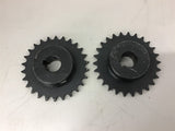40 26 Sprocket 40 Chain 26 Teeth 1" Bore Lot of 2