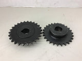 40 26 Sprocket 40 Chain 26 Teeth 1" Bore Lot of 2