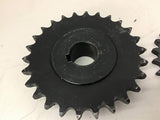 40 26 Sprocket 40 Chain 26 Teeth 1" Bore Lot of 2