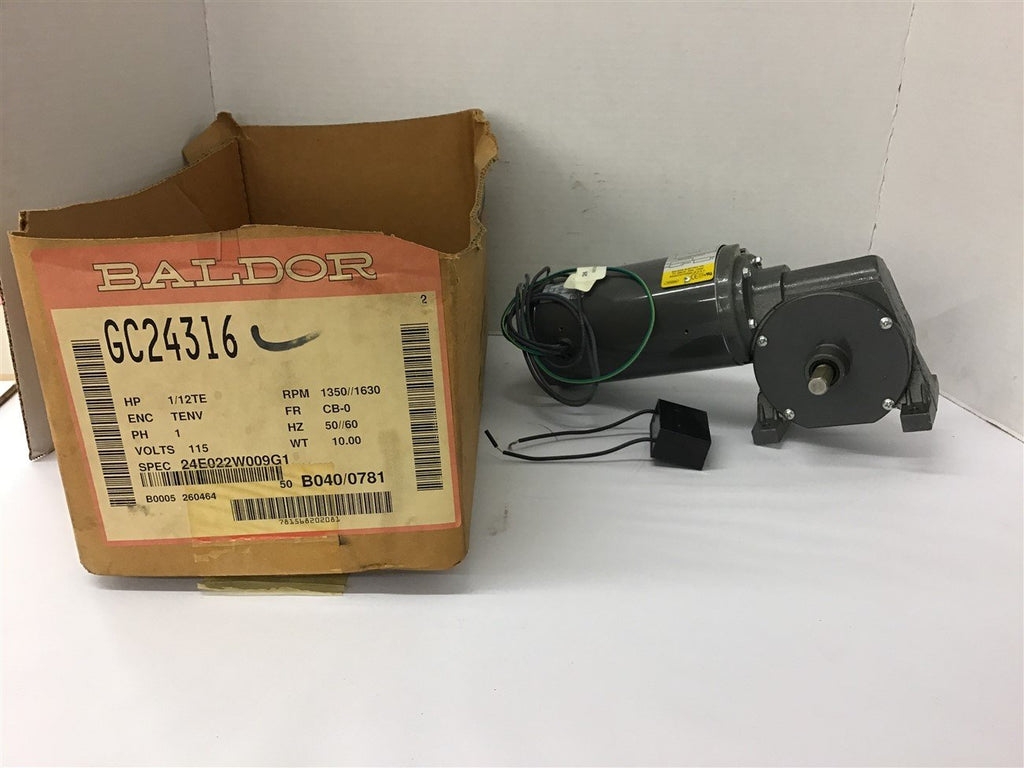 Baldor GC24316 1/12 HP AC Motor 1630 Rpm 115 Volts 60 HZ TENV