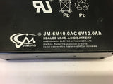Jimming JM-6M10.0AC 6V10.0Ah Sealed Lead-Acid Battery Lot of 2