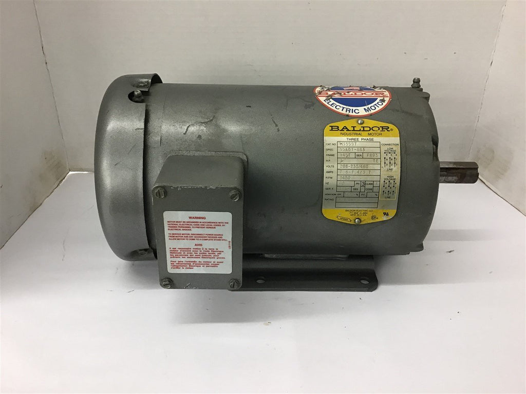 Baldor M3559T 3 HP AC Motor 208-230/460 volt 3600 Rpm 2P 145T Frame