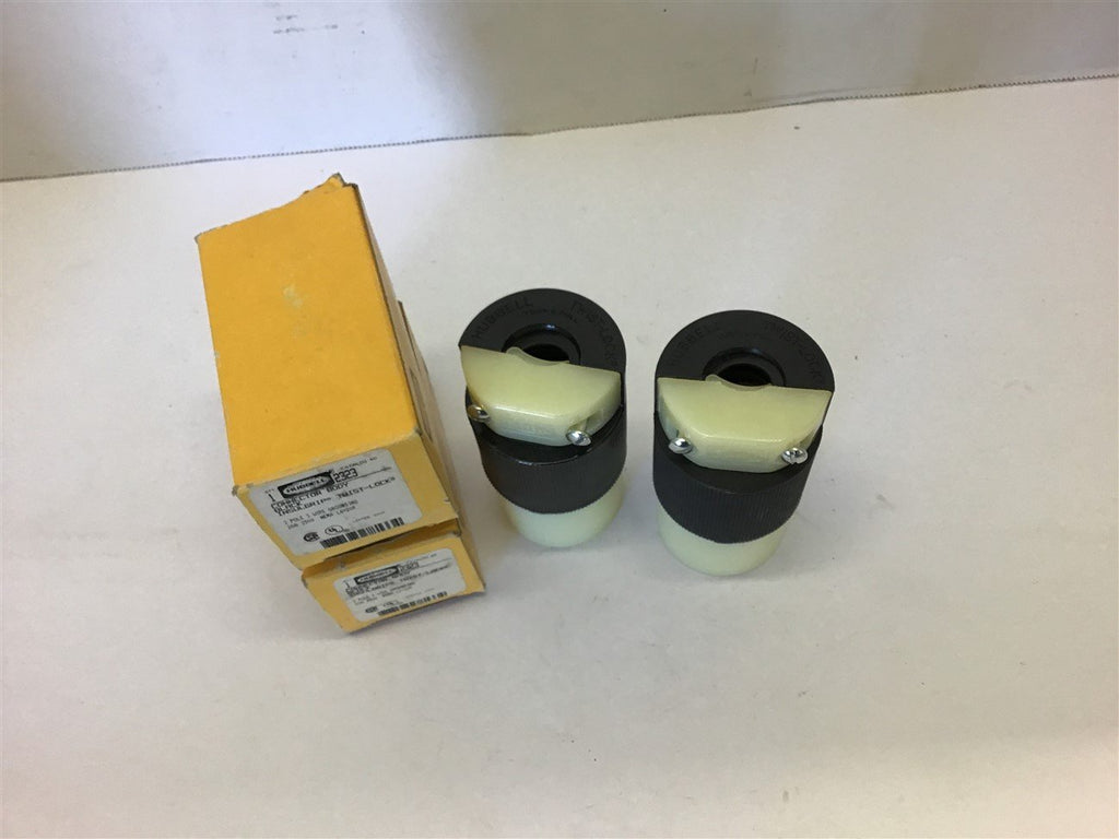 Hubbell 2323 Connector Body Black Twist-Lock 2 Pole 20 Amp 250 Volt Lot of 2