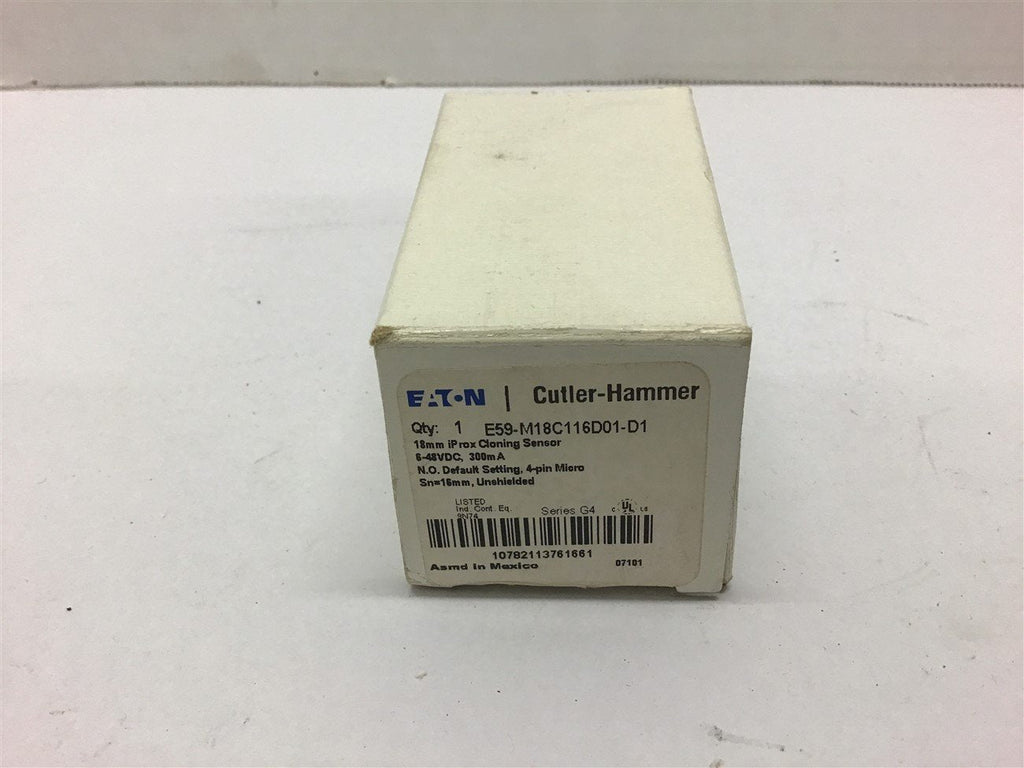 Eaton Cutler-Hammer E59-M18C116D01-D1 18MM 6-48 VDC Proximity Sensor