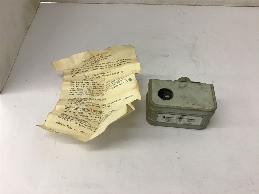Control Mfg Pressure Switch 115-230 Vac 35-15-ARB