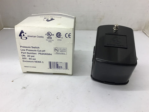 American Granby PS2040M4 Low pressure Cut-Off Pressure Switch 20-40 PSI