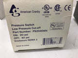 American Granby PS2040M4 Low pressure Cut-Off Pressure Switch 20-40 PSI