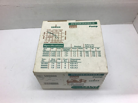 Little Giant 500000 Model 1-AA Submersible Pump Pump 115V 60 Hz 1 Ph