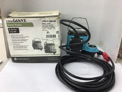 Little Giant 506125 Sump Pump 6 Series 1/3 HP 46 GPM