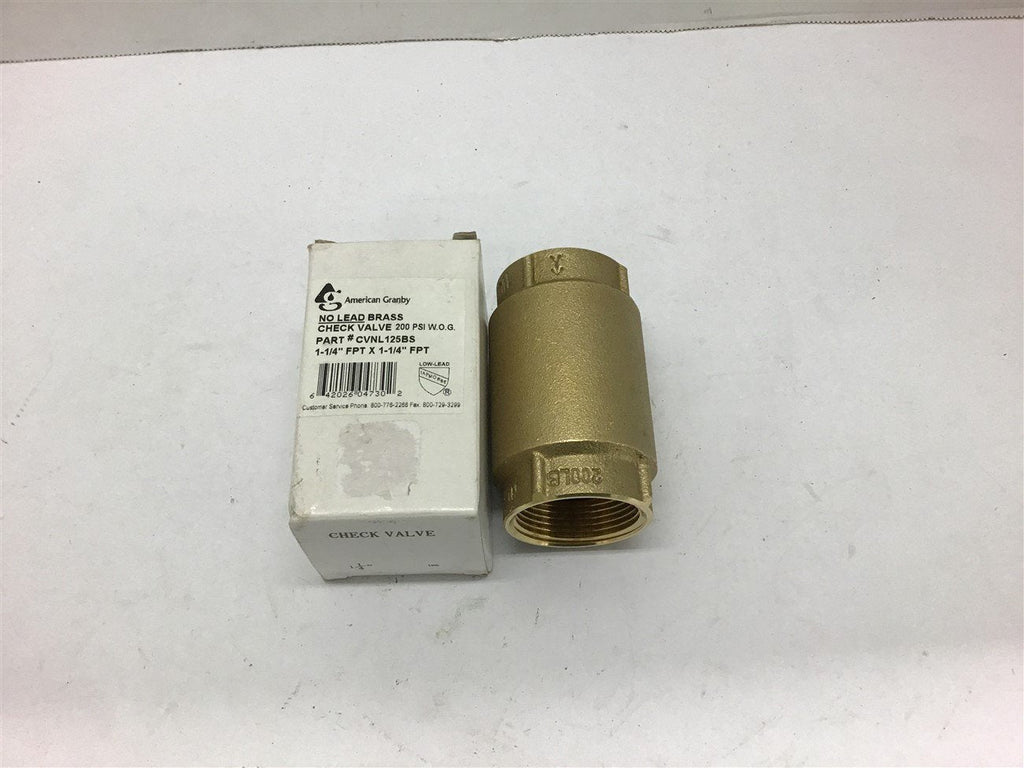 American Granby No Lead Brass Check Valve CVNL125BS 1 1/4" 200LB