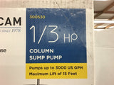 Burcam 300530 1/3 HP Column Sump Pump Polypropylene base