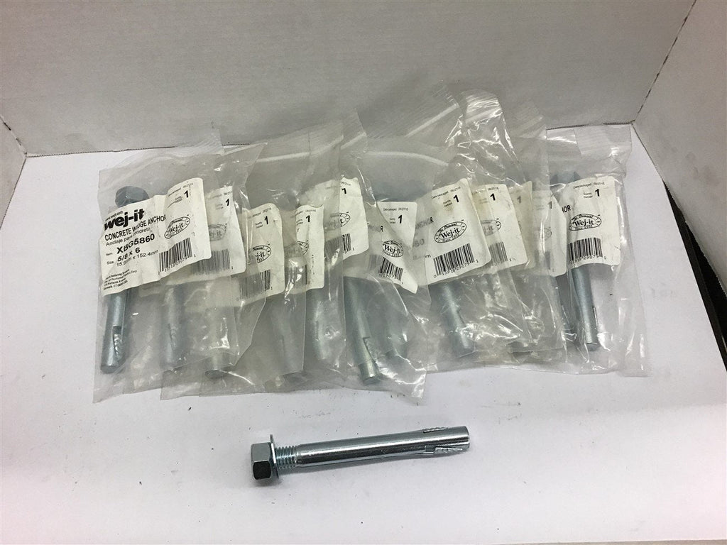 Wej-it XBG5860 Concrete Wedge Anchor 5/8 x 6 Lot of 12