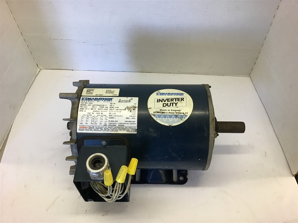 Marathon E952 HVF 145TTFR4027AE 2 HP AC Motor 208-230/460 Volts 1800 Rpm 4P 145T