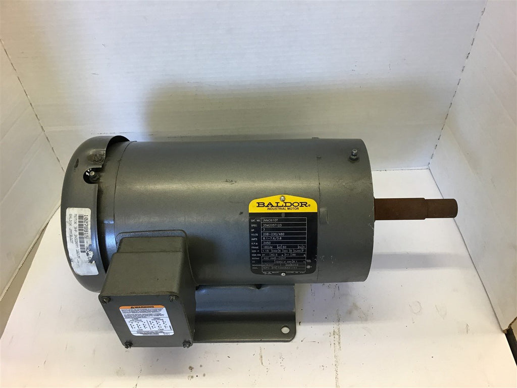 Baldor JMM3610T 3 Hp AC Motor 208-230/460 Volts 3600 Rpm 2P 182JM