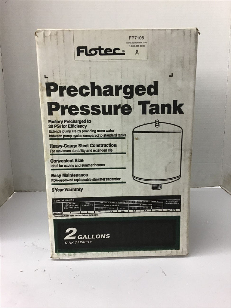 Flotech FP7105 Precharged Pressure Tank 20 PSI 2 Gallon
