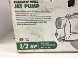 Simer 2800 Shallow Well Jet Pump 1/2 Hp 12 Gallon Per Min 63 PSI 115 volts