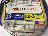 Cerro Wire 25FT Indoor Building Wire 12-3 NM-B