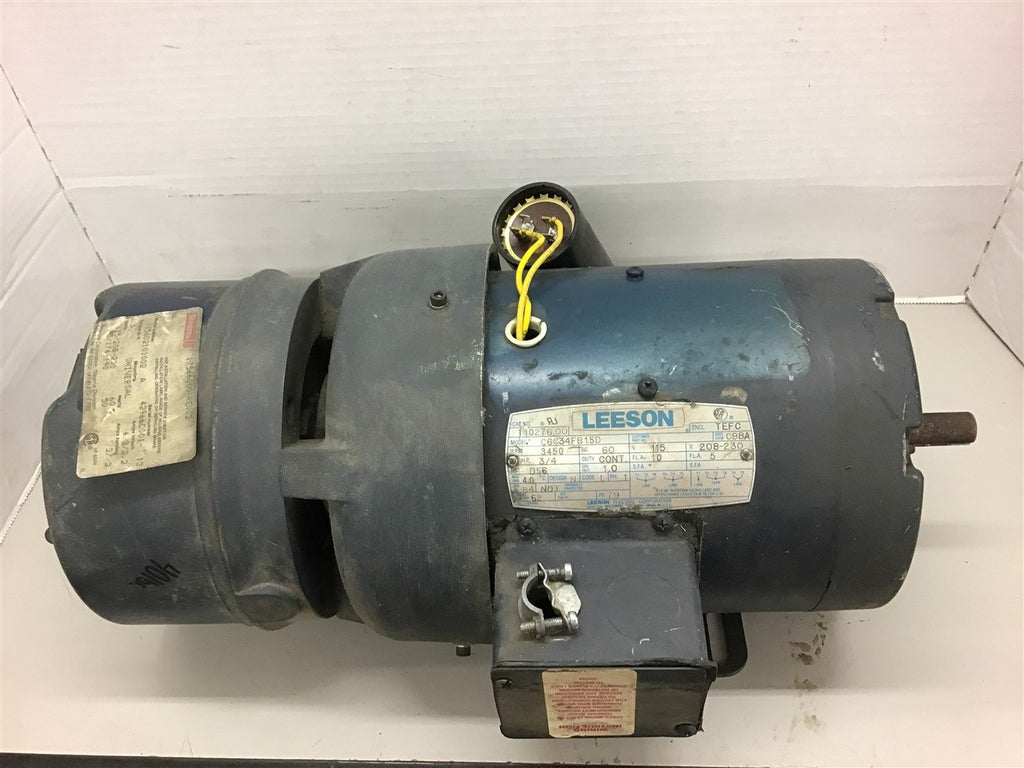 Leeson C6C34FB15D Brake Motor 3/4 HP D56 frame 208/230V TEFC 3450 rpm