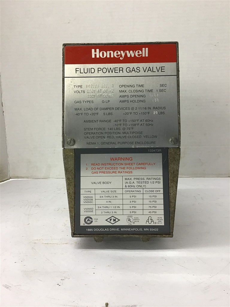 Honeywell V4055A Fluid Power Gas Valve 120 volts 60 HZ