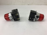 Cutler-Hammer 10250T/9100CT Red Pilot Light 120 Volts Lot Of 2