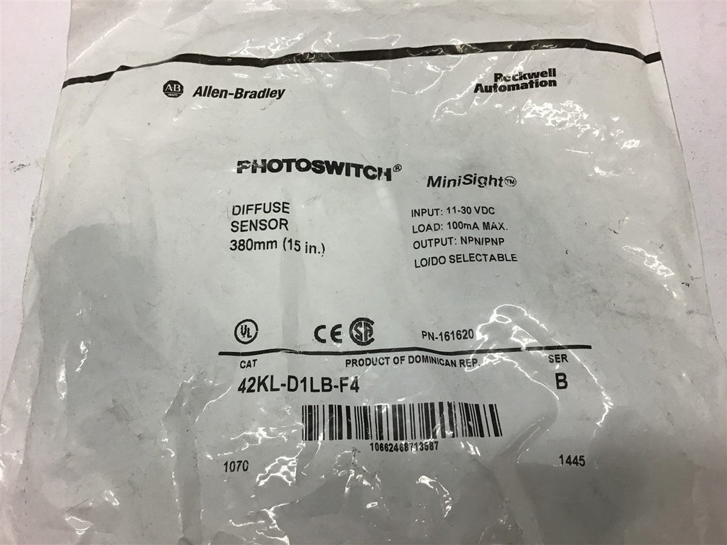 Allen-Bradley Photoswitch Diffuse Sensor 42KL-D1LB-F4 Ser B