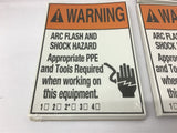 Safety Labels Arc Flash Warning Lot Of 4