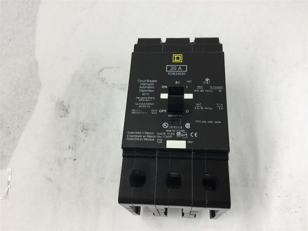 Square D EDB34020 20 Amp Circuit Breaker