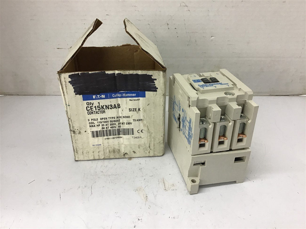 Eaton CE15KN3AB Contactor, 3 Pole, 110/120 Coil Voltages, 73 Amp