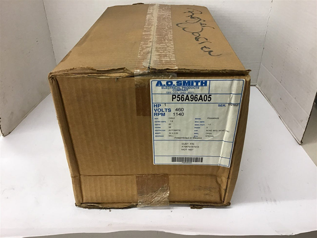 A.O. Smith P56A96A05 1 Hp AC Motor 460 volts 1140 Rpm 56 Frame