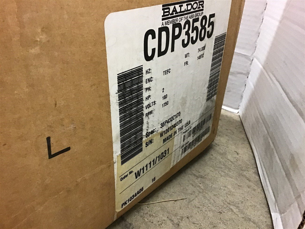 Baldor CDP3585 2 HP DC Motor 180 volts 1750 rpm 145TC Frame