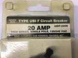 Connecticut Electric UBIF-020N Circuit Breaker Single Pole 120/240VAC 20AMP Thin