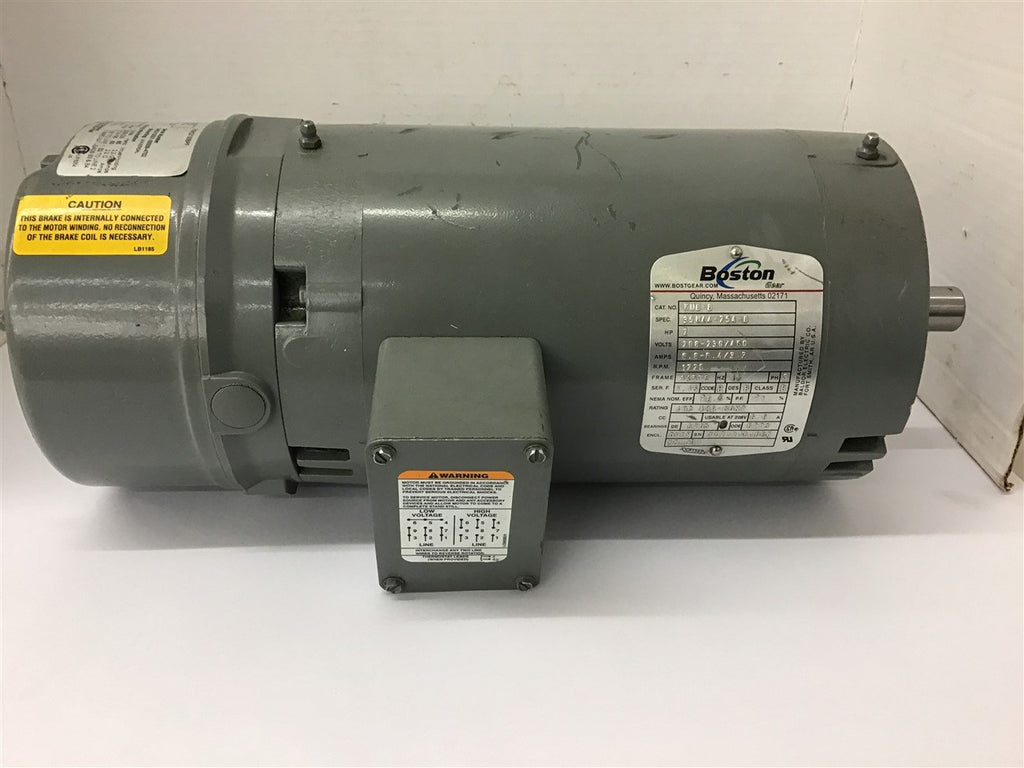 Boston KUB-B 2 HP Brake Motor 208-230/460 Volts 1800 Rpm 115 Volt Brake
